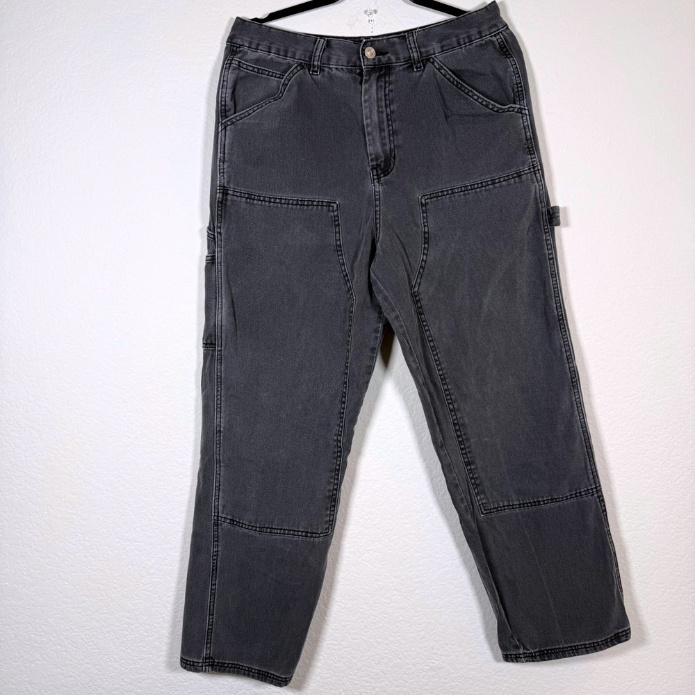 RSQ Utility Carpenter Pants Women 32 x 32 Gray Double Knee Hammer Loop Straight